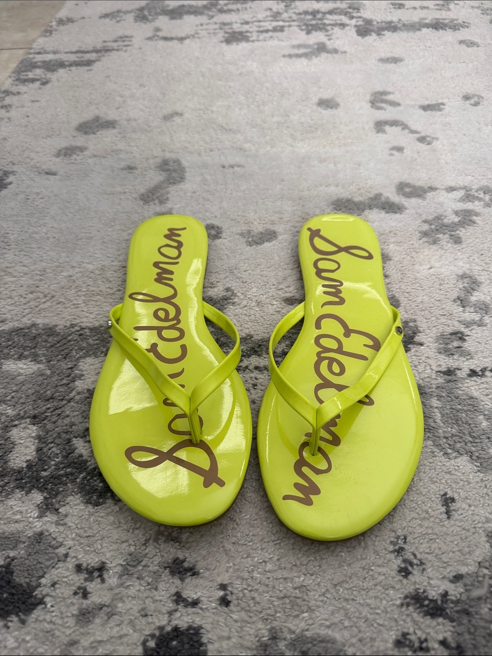 Sam Edelman Neon Yellow Oliver Patent Thong Sandals